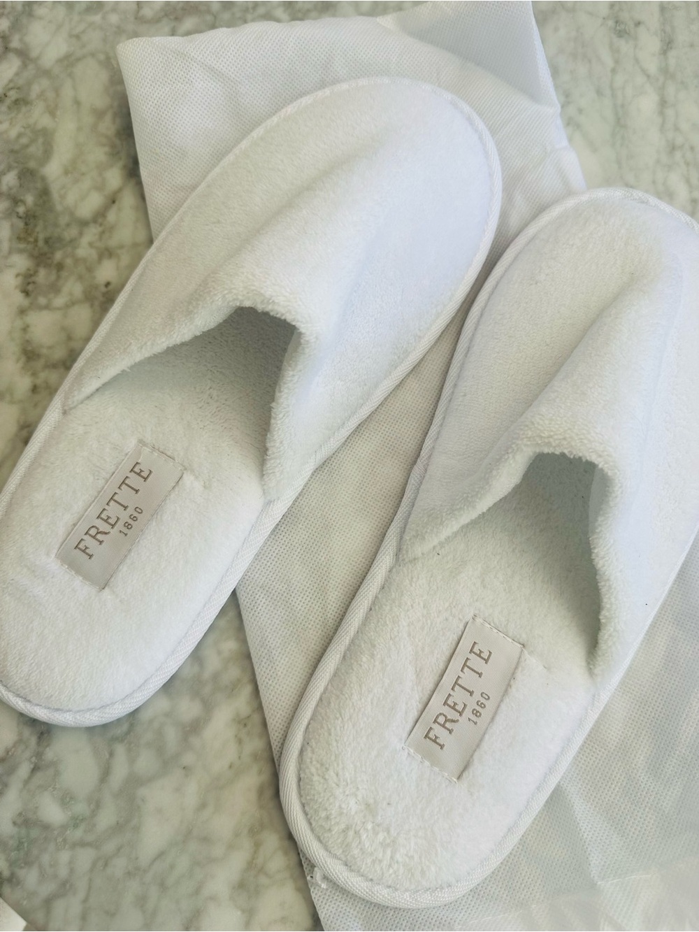 Frette 1860 White Terry Spa Slippers